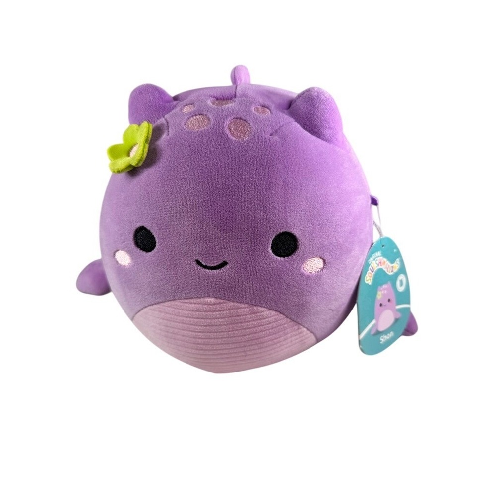 Squishmallows Shon Purple Whale Plush Toy Flower Original Jazwares New‎